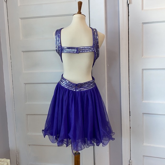 NWOT Blondie Nites Purple Halter Dress, Size 13 - Picture 3 of 16